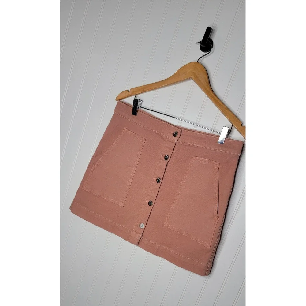 Veronica Beard Button Front Mini Skirt Women's Size 30 Dusty Pink Rose